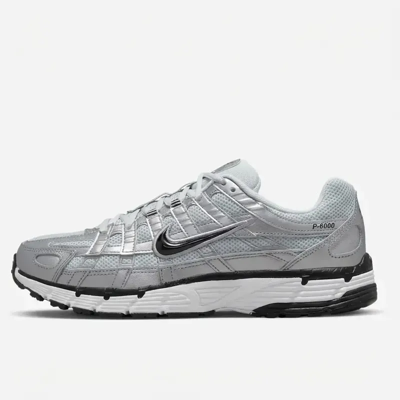 Silver running sneaker on a white background